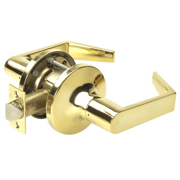 Yale Grade 1 Passage/Closet Latch Cylindrical Lock, Augusta Lever, Non-Keyed, Brght Brss Fnsh, Non-handed AU5401LN 605
